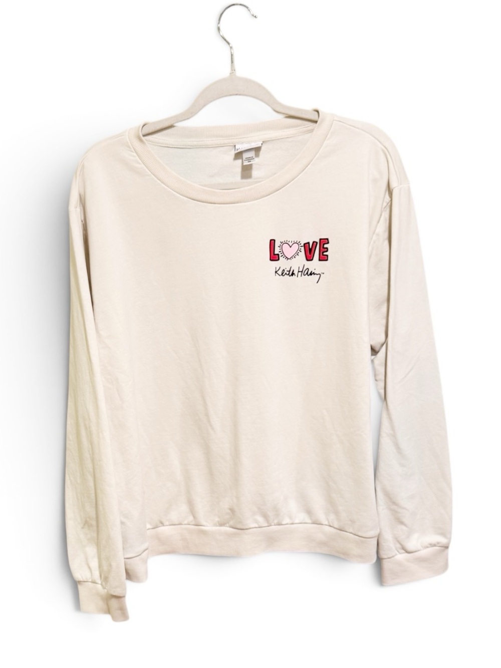 Cream 'LOVE' Graphic Pullover Sweatshirt by Keith Haring
